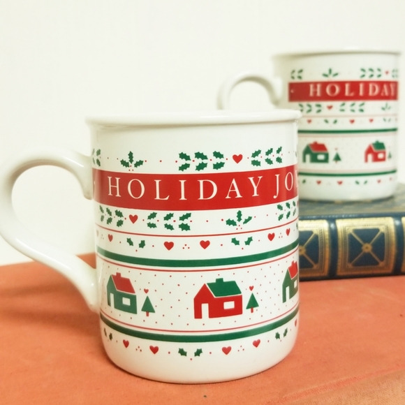 Vintage Holiday Joy Christmas Mugs - Picture 2 of 3